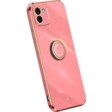 Seashell Digital Samsung Galaxy A03 Için Xinli (164.2 x 75.9 x 9.1mm) Yüzük Kickstand Cep Telefonu Kapağı Elektrokaplatma Altın Kenar Tpu Arka Kabuk Kasa-Kırmızısı (Yurt Dışından)