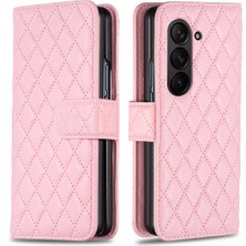 Seashell Digital Samsung Galaxy Z Fold5 5g Için Deri Çanta 5g Stand Cüzdan-Pembe ile Baskılı Telefon Kapağı (Yurt Dışından)