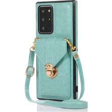 Seashell Digital Samsung Galaxy NOTE20 ULTRA/NOTE20 Ultra 5g Kart Tutucu Pu Deri+Tpu Telefon Kapağı Kickstand-Green (Yurt Dışından)