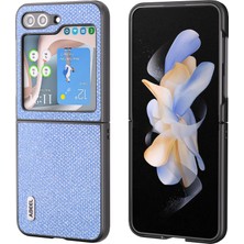 Seashell Digital Samsung Galaxy Z Flip5 5g Rhinestone Doku Telefon Kılıfı Pu Deri+Pc Arka Kapak-Mavi (Yurt Dışından)