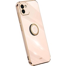 Seashell Digital Samsung Galaxy A03 Için Xinli (164.2 x 75.9 x 9.1mm) Yüzük Kickstand Cep Telefonu Kapağı Elektrokaplama Altın Kenar Tpu Arka Kabuk Kasa-Pembe (Yurt Dışından)