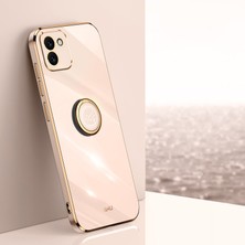 Seashell Digital Samsung Galaxy A03 Için Xinli (164.2 x 75.9 x 9.1mm) Yüzük Kickstand Cep Telefonu Kapağı Elektrokaplama Altın Kenar Tpu Arka Kabuk Kasa-Pembe (Yurt Dışından)