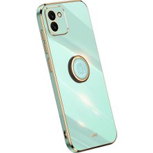 Seashell Digital Samsung Galaxy A03 Için Xinli (164.2 x 75.9 x 9.1mm) Yüzük Kickstand Cep Telefonu Kapağı Elektrokaplatma Altın Kenar Tpu Arka Kabuk Vaka-Cyan (Yurt Dışından)