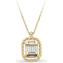 ÇGK KUYUMCULUK  Baget Taşlı Altın Kolye CGKKKLY005