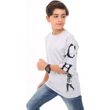 Angelos Girls Erkek Çocuk Kol Yazı Baskılı T-Shirt 9-14 Yaş LX7067
