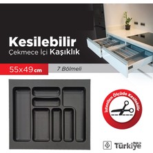 Bersa Chef 7 Bölmeli Çekmece Içi Düzenleyici Kaşıklık Kesilebilir Kaşıklık 55X49 Organizer Mutfak