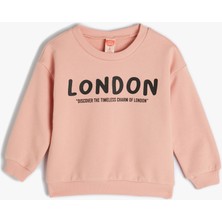 Koton Sweat Uzun Kollu Bisiklet Yaka London Baskılı Pamuklu