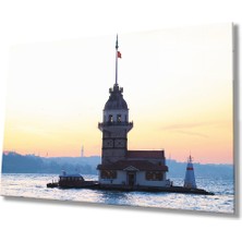 Miyrem Günbatımında Istanbul Kız Kulesi Manzarası Cam Tablo  110 x 70 cm-Mıyrem