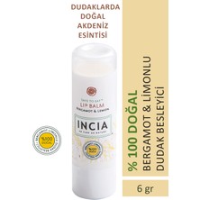 INCIA %100 Doğal Dudak Besleyici Bergamot & Limon Bitkisel Nemlendirici Dudak Bakım Kremi 6 G