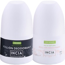 INCIA %100 Doğal Roll-on Kadın & Erkek Deodorant Lekesiz 50 ml 2'li Set