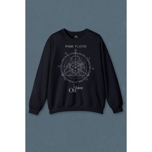 Lacivert Sweatshirt Shine On You Crazy Diamond Adesivo Pink Floyd Işık Baskılı Unisex Sweat
