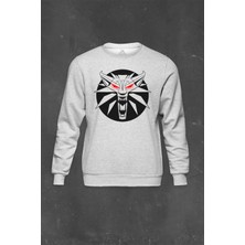 Gri Sweatshirt The Witcher Avatar Wild Hunt Online Oyun Wolf Baskılı Unisex Sweat