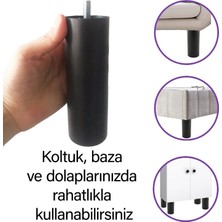 Glaswen Silindir Destek Ayağı 15 cm Siyah Gizli Ayak Mobilya Kanepe Baza Koltuk Dolap Sehpa Tv Ünitesi Ayağı