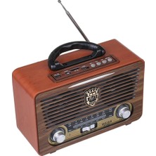 Coverzone Yeni Nesil Radyo USB Sd Fm Aux Bluetooth Taşınabilir Müzik Kutusu Retro El Tutamaçlı Şarj Edilebilir 115BT