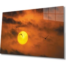 Gün Batımında Martılar Cam Tablo 36X23-MIYREM