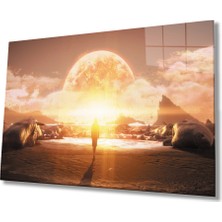 Gün Batımı Fütüristik Kadın Sarı Cam Tablomiyrem 36X23-MIYREM
