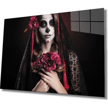Kadınlar Ölü Gelin Kırmızı Karanfil Cam Tablo  36X23-MIYREM