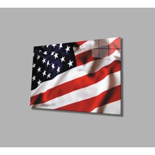 Amerika Bayrağı Cam Tablo  American Flag  36X23-MIYREM