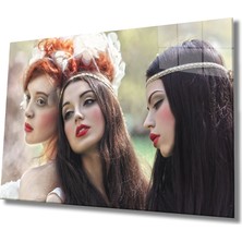 Kadınlar 3 Arkadaş Cam Tablo 36X23-MIYREM