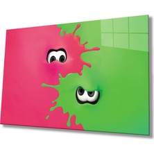 Pembe Yeşil Göz Cam Tablomiyrempink Green Eye  36X23-MIYREM