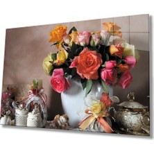 Renkli Çiçek Cam Tablomiyremcolorful Flower Table  36X23-MIYREM