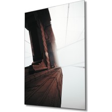 Geometrik Mimari Kahverengi  Beyaz Cam Tablo  White Brown 36X23-MIYREM