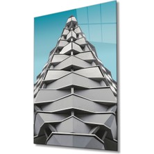 Geometrik Mimari Mavi Beyaz  Cam Tablo 4mmdayanıklı White Blue 36X23-MIYREM