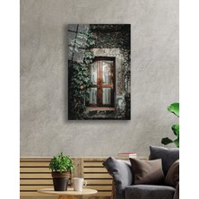 Sarmaşıklar ve  Eski Kapı Görselli Dikey Cam Tablomiyrem 36X23-MIYREM