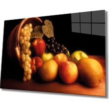 Sepette Meyveler Cam Tablo Furits In Basket  72X46-MIYREM