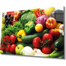 Meyve ve Sebze Cam Tablo Fruits And Vegetables Art 72X46-MIYREM