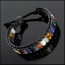 Seven Art Jewelry Obsidyen Havlit Ametist Kaplangözü Yıldız Taşı Hint Akiği Sodalit Jasper Kırmızı Akik Bileklik