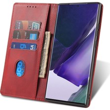 Seashell Digital Samsung Galaxy NOTE20 ULTRA/NOTE20 Ultra 5g Telefon Kılıfı Pu Deri Cüzdan Stand Telefon Kapak-Kırmızı (Yurt Dışından)