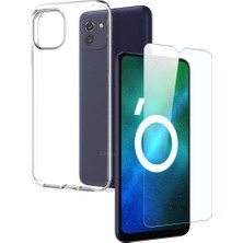 Seashell Digital Samsung Galaxy A03 Için Northjo (166.5 x 75.98 x 9.14MM) Telefon Kılıfı 2-1 Arada Yumuşak Tpu Şok Geçirmez Koruyucu Kapak+Berrak Temperlenmiş Cam Ekran Koruyucu-Şeffaf (Yurt Dışından)