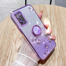 Seashell Digital Samsung Galaxy A31 Glitter Gritent Gritient Yumuşak Tpu Kapağı Ring Kickstand-Spurple Için Kadem Çiçek Desen Telefon Kılıf (Yurt Dışından)