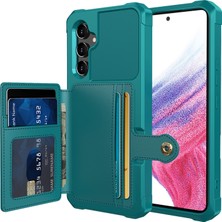 Seashell Digital Samsung Galaxy A34 Için ZM03 5g Kickstand Case Pu Deri Kaplamalı Tpu Telefon Kart Tutucu Yeşili (Yurt Dışından)