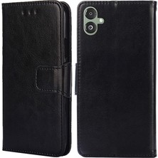 Seashell Digital Samsung Galaxy F14 Için 5g Dokulu Pu Deri Telefon Kılıf Cüzdan Stand Flip Cover-Black (Yurt Dışından)