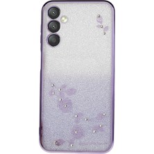 Seashell Digital Samsung Galaxy A24 4g Çiçek Desen Telefon Kılıfı Rhinestone Dekor Dekanlığı Glitter Tpu Kapak Morası (Yurt Dışından)