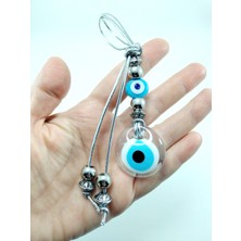 Ennea Art Saydam Nazar Boncuğu Araba Dikiz Ayna Süsü / Duvar Dekoru Metalik Ipli Boncuklu Hediyelik Aksesuar