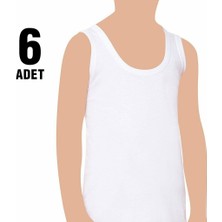 Tutku Beyaz Erkek Çocuk Ribana Atlet 6'lı Pamuklu Esnek Kumaş ile Rahat Kullanım