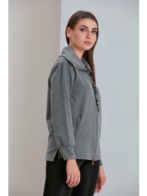 Nurneva Fermuarlı Iki Iplik Sweatshirt Antrasit