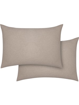 Ecocotton 2'li Yastık Kılıfı  Organik Pamuk Keten Bej 50X70 cm