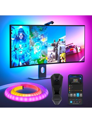 Govee DreamView G1 Gaming Aydınlatma, Müzik ve Ekran Senkronizasyonlu, Türkçe Uygulama Kontrolü, 24-29 inc Monitörler İçin Uygundur