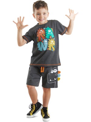 Denokids Rawr Dino Erkek Çocuk T-Shirt Şort Takım