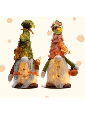 Internet Sonbahar Sgiving Gnomes Peluş Süslemeleri - 2 Pcs Işıkları ile Sonbahar Isveç Tomte Bebek Ev Masa Süsleri Hediye Için (Yurt Dışından)