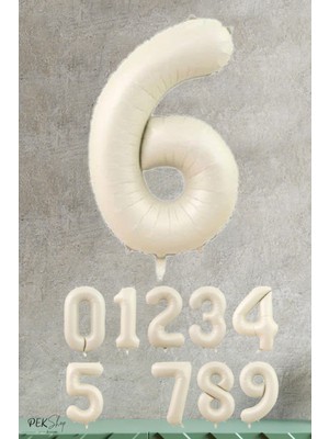 Krem Renk Rakam Folyo Balon 6
