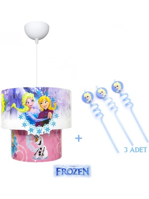 Homing Frozen Elsa 3D Lisanslı Sarkıt ve 3'lü Pipet Seti-Çocuk Odası