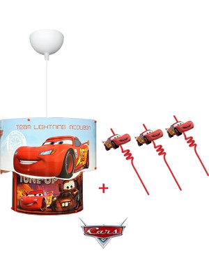 Homing Cars 3D Lisanslı Sarkıt ve 3'lü Pipet Seti-Çocuk Odası