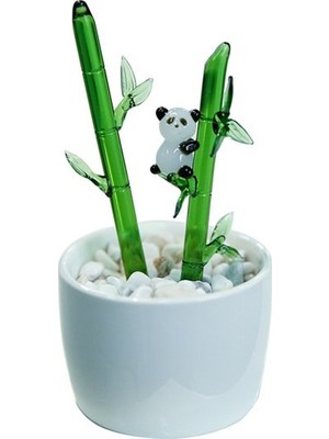 Miniminti Seramik Saksılı Cam Panda Dekor