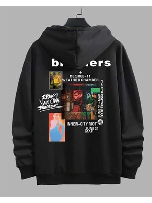 Medinenur Unisex Brothers Baskılı Kapüşonlu Sweatshirt