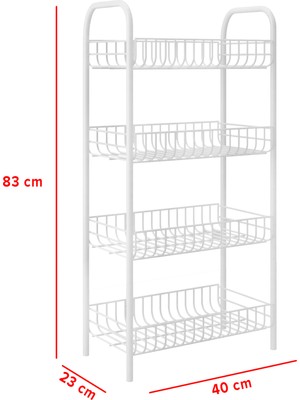 Emkatex Sebze ve Meyve Sepeti Çok Amaçlı Mutfak Rafı Metal Düzenleyici Raf Çok Amaçlı Sepet Beyaz